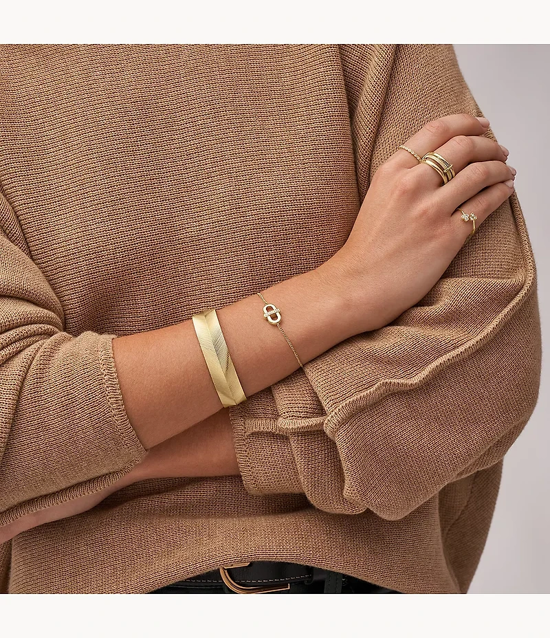All Stacked Up Gold-Tone Stainless Steel Band Ring
