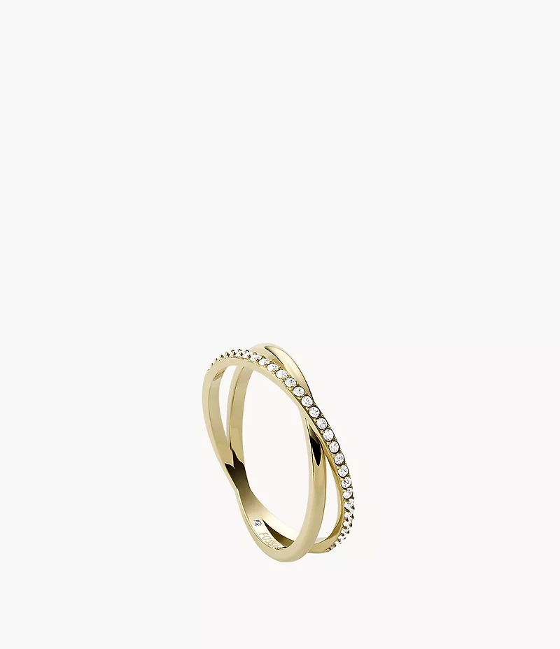 Ellis Pavé Glitz Gold-Tone Stainless Steel Band Ring