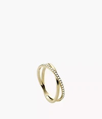 Ellis Pavé Glitz Gold-Tone Stainless Steel Band Ring