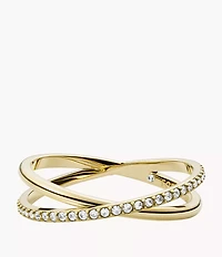 Ellis Pavé Glitz Gold-Tone Stainless Steel Band Ring