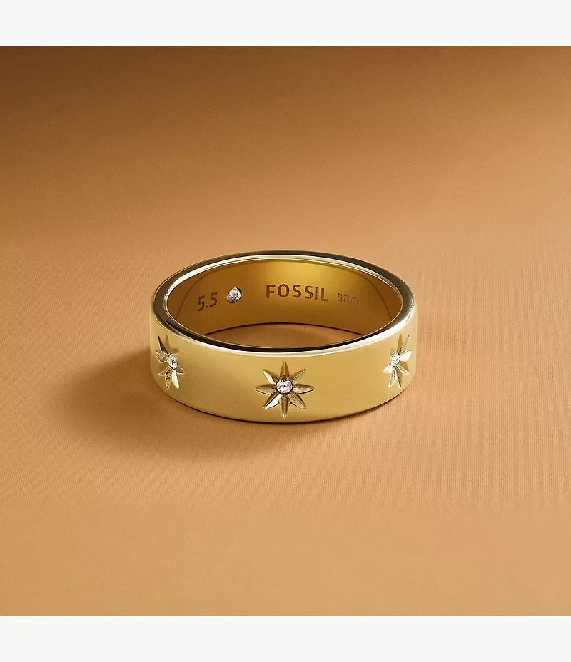 Sadie Shine Bright Gold-Tone Stainless Steel Band Ring