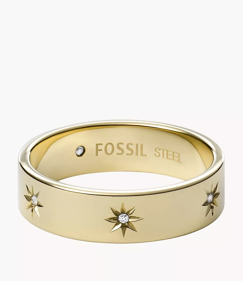 Sadie Shine Bright Gold-Tone Stainless Steel Band Ring