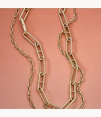 Heritage D-Link Gold-Tone Stainless Steel Chain Necklace