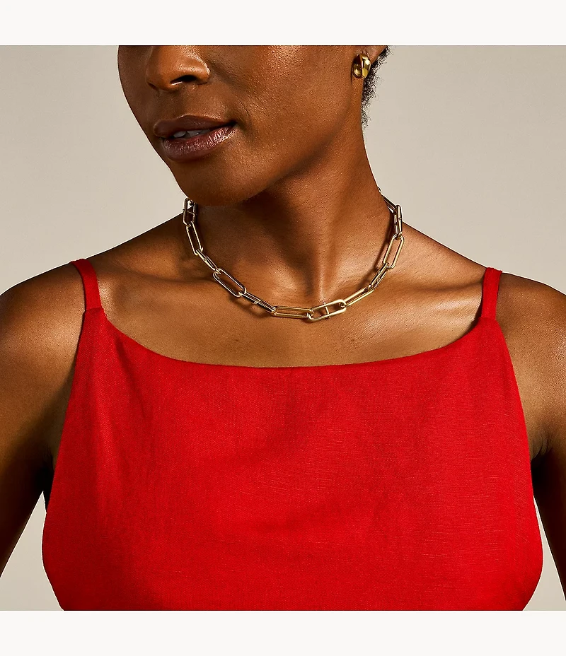 Heritage D-Link Gold-Tone Stainless Steel Chain Necklace