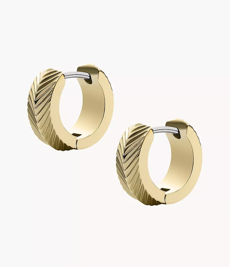 Harlow Linear Texture Gold-Tone Stainless Steel Huggie Hoop Earrings