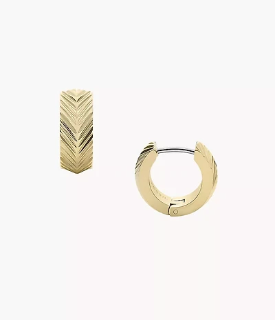 Harlow Linear Texture Gold-Tone Stainless Steel Huggie Hoop Earrings