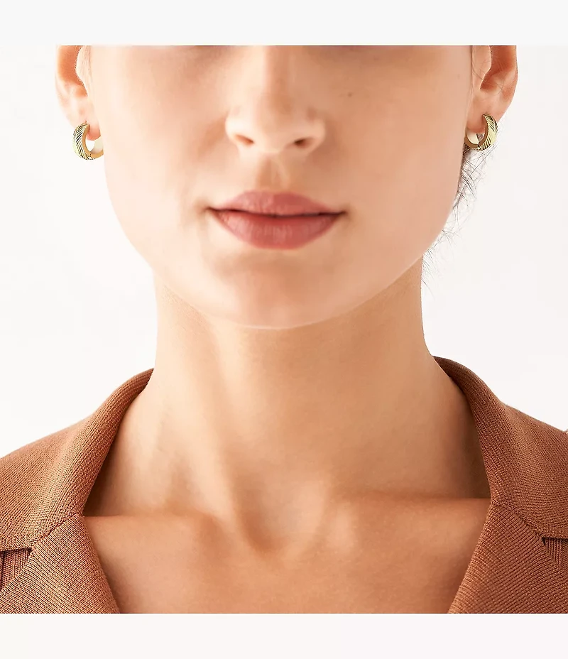 Harlow Linear Texture Gold-Tone Stainless Steel Huggie Hoop Earrings