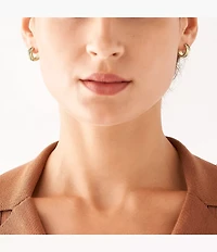 Harlow Linear Texture Gold-Tone Stainless Steel Huggie Hoop Earrings