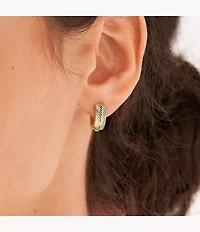 Harlow Linear Texture Gold-Tone Stainless Steel Huggie Hoop Earrings