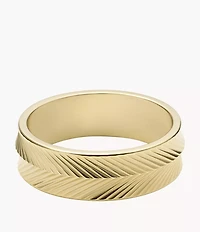Harlow Linear Texture Gold-Tone Stainless Steel Band Ring