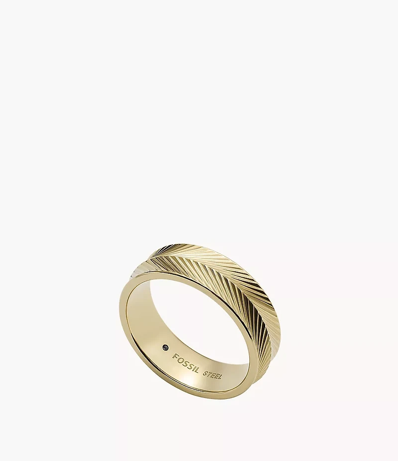 Harlow Linear Texture Gold-Tone Stainless Steel Band Ring