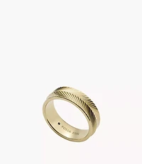 Harlow Linear Texture Gold-Tone Stainless Steel Band Ring