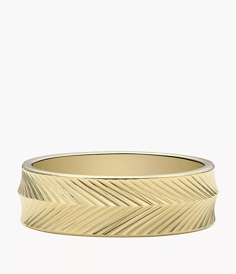 Harlow Linear Texture Gold-Tone Stainless Steel Band Ring