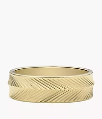 Harlow Linear Texture Gold-Tone Stainless Steel Band Ring
