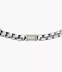 Machine Knurled Texture Two-Tone Stainless Steel Chain Bracelet
