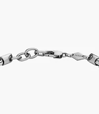 Machine Knurled Texture Two-Tone Stainless Steel Chain Bracelet
