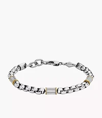 Machine Knurled Texture Two-Tone Stainless Steel Chain Bracelet