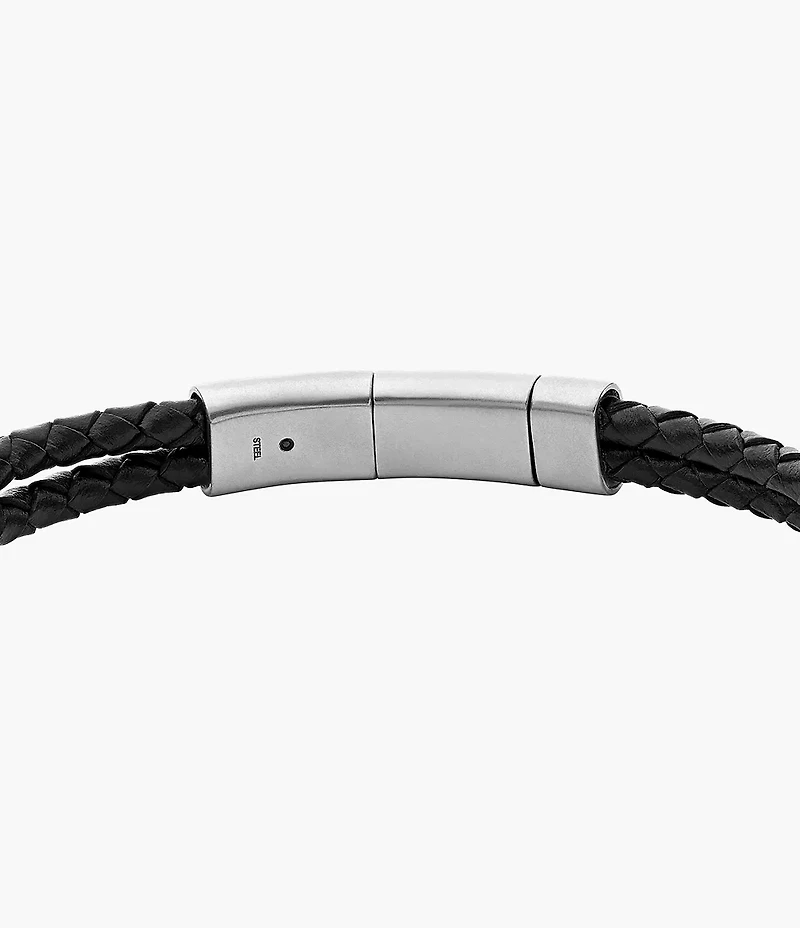 Heritage D-Link Black Leather Bracelet