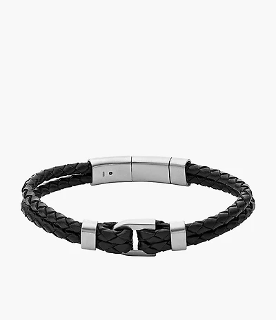 Heritage D-Link Black Leather Bracelet