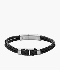 Heritage D-Link Black Leather Bracelet