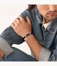 Heritage D-Link Black Leather Bracelet