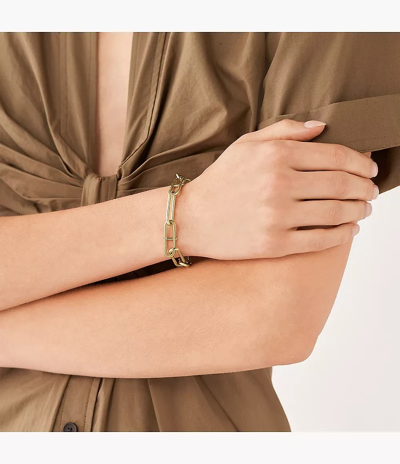 Heritage D-Link Gold-Tone Stainless Steel Chain Bracelet