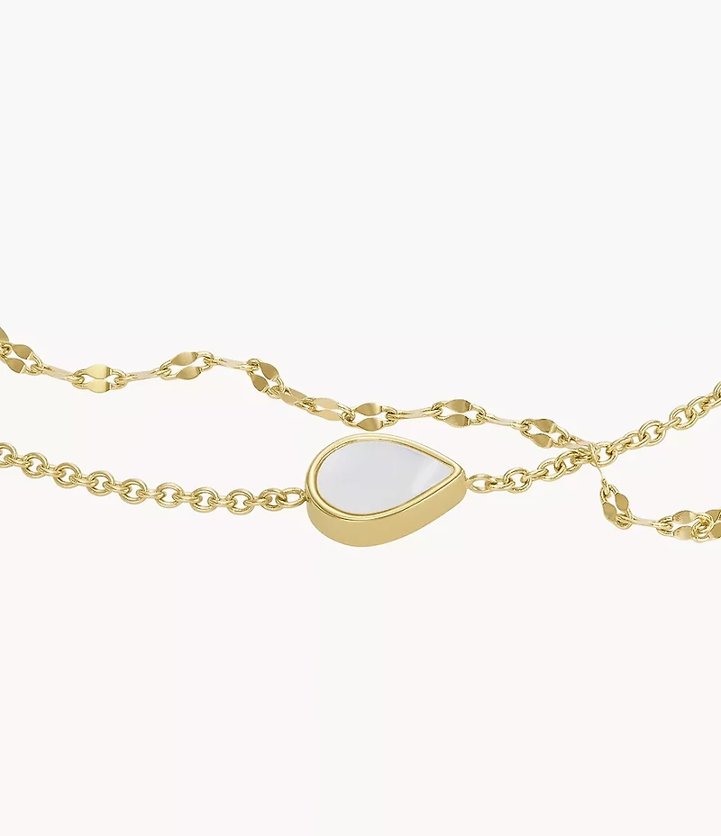Merrit Teardrop White Mother-of-Pearl Chain Bracelet