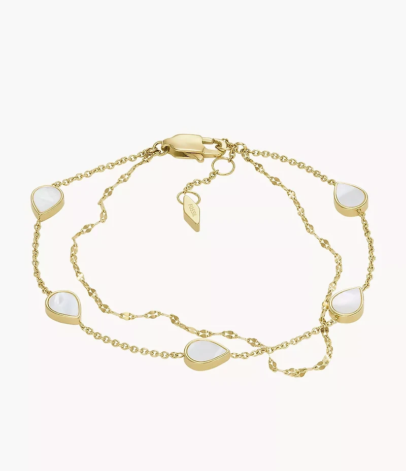 Merrit Teardrop White Mother-of-Pearl Chain Bracelet