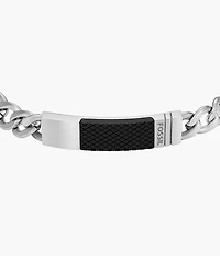 Machine Knurled Texture Stainless Steel Chain Bracelet