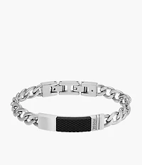 Machine Knurled Texture Stainless Steel Chain Bracelet