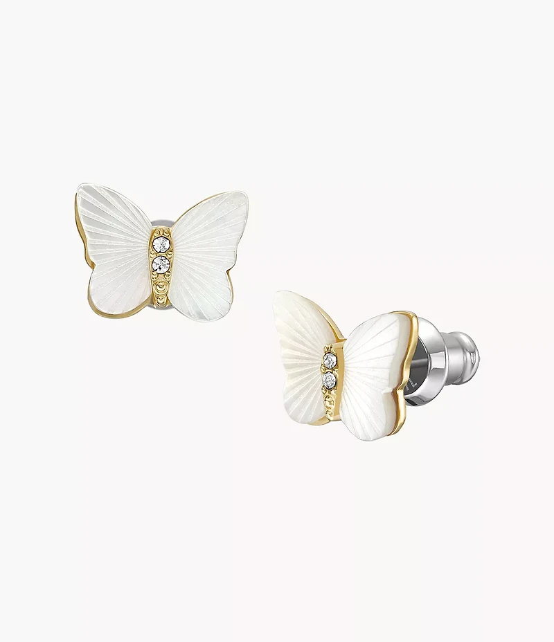 Sutton Radiant Wings White Mother-of-Pearl Stud Butterfly Earrings