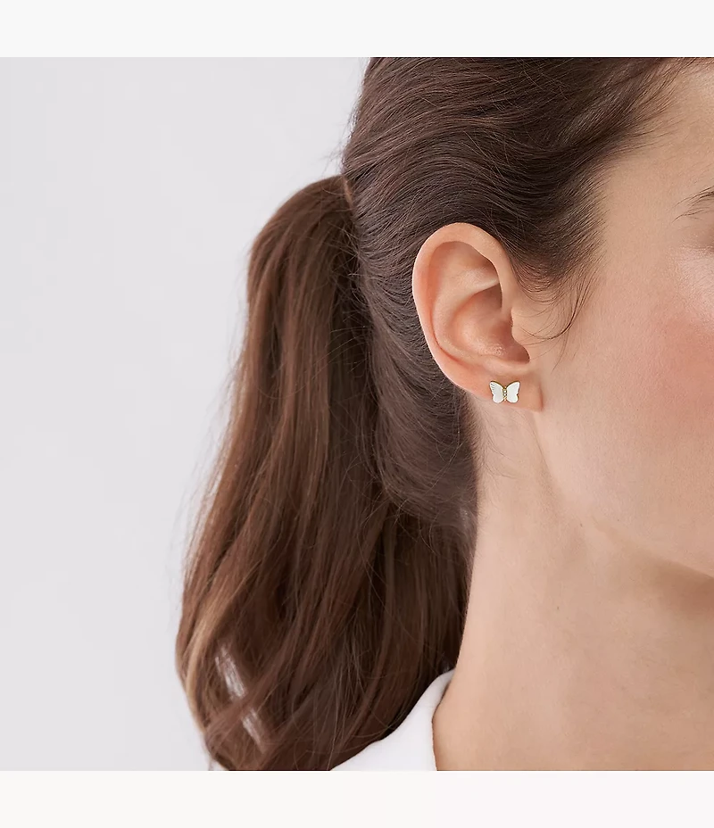 Sutton Radiant Wings White Mother-of-Pearl Stud Butterfly Earrings