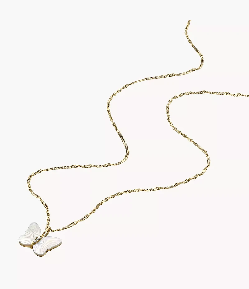Sutton Radiant Wings White Mother-of-Pearl Butterfly Chain Necklace