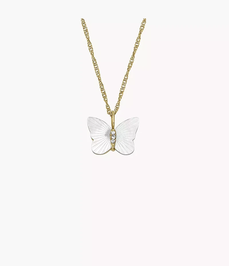 Sutton Radiant Wings White Mother-of-Pearl Butterfly Chain Necklace