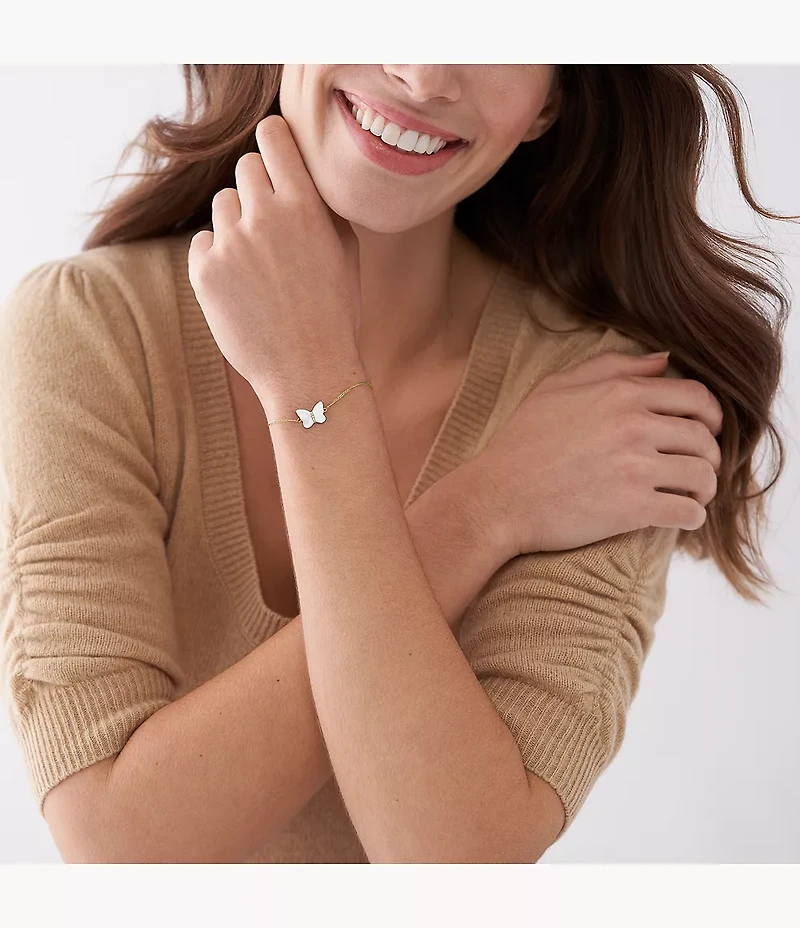 Sutton Radiant Wings White Mother-of-Pearl Butterfly Chain Bracelet