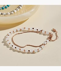 All Stacked Up Rose Quartz Chain Beaded Bracelet