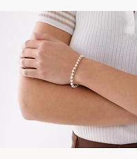 All Stacked Up Rose Quartz Chain Beaded Bracelet