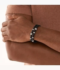 Bronson Leather Essentials Black Leather Strap Bracelet