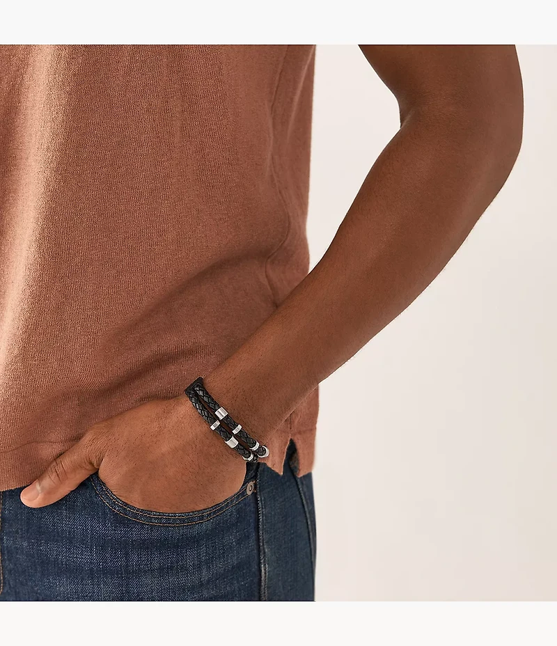 Leather Essentials Black Leather Strap Bracelet