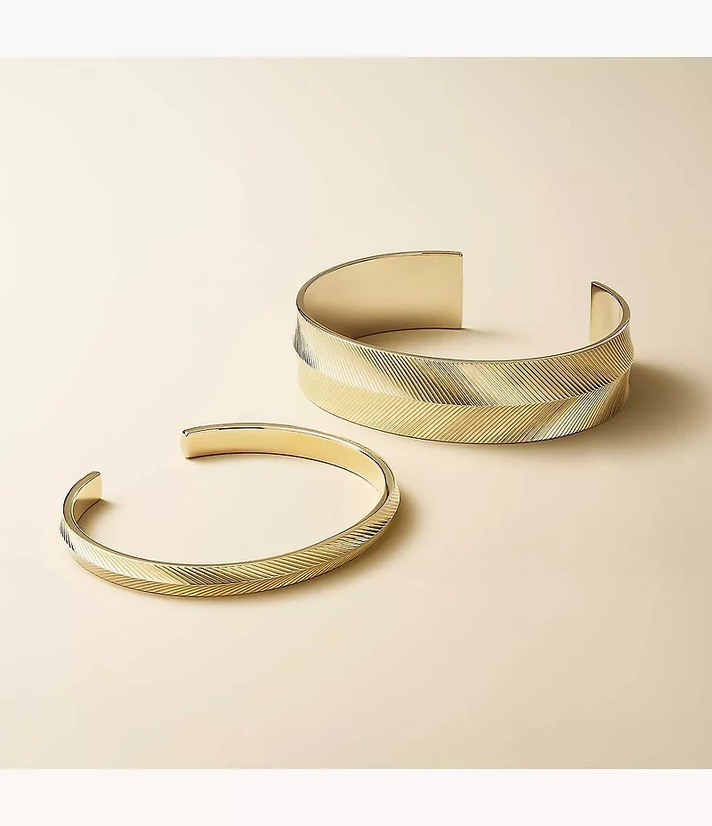 Harlow Linear Texture Gold-Tone Stainless Steel Cuff Bracelet