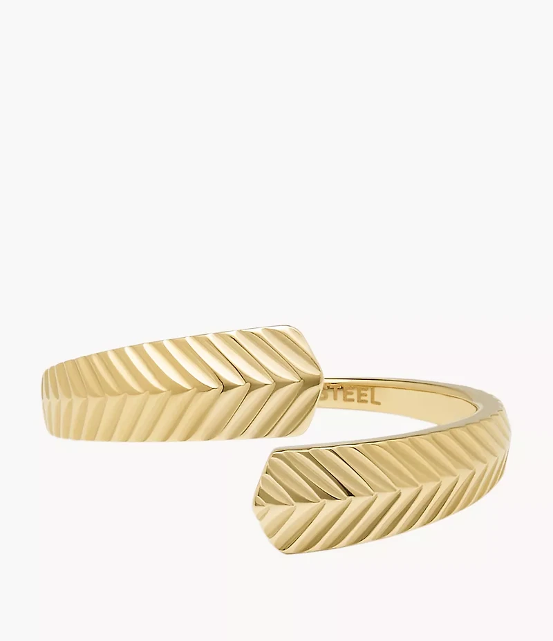 Harlow Linear Texture Gold-Tone Stainless Steel Wrap Ring