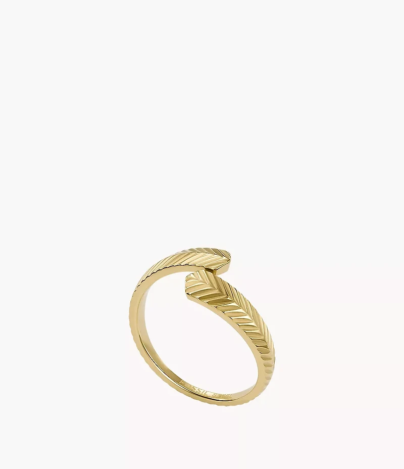 Harlow Linear Texture Gold-Tone Stainless Steel Wrap Ring