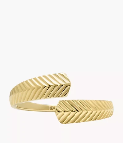 Harlow Linear Texture Gold-Tone Stainless Steel Wrap Ring