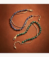 All Stacked Up Reconstituted Blue Lapis Beaded Bracelet