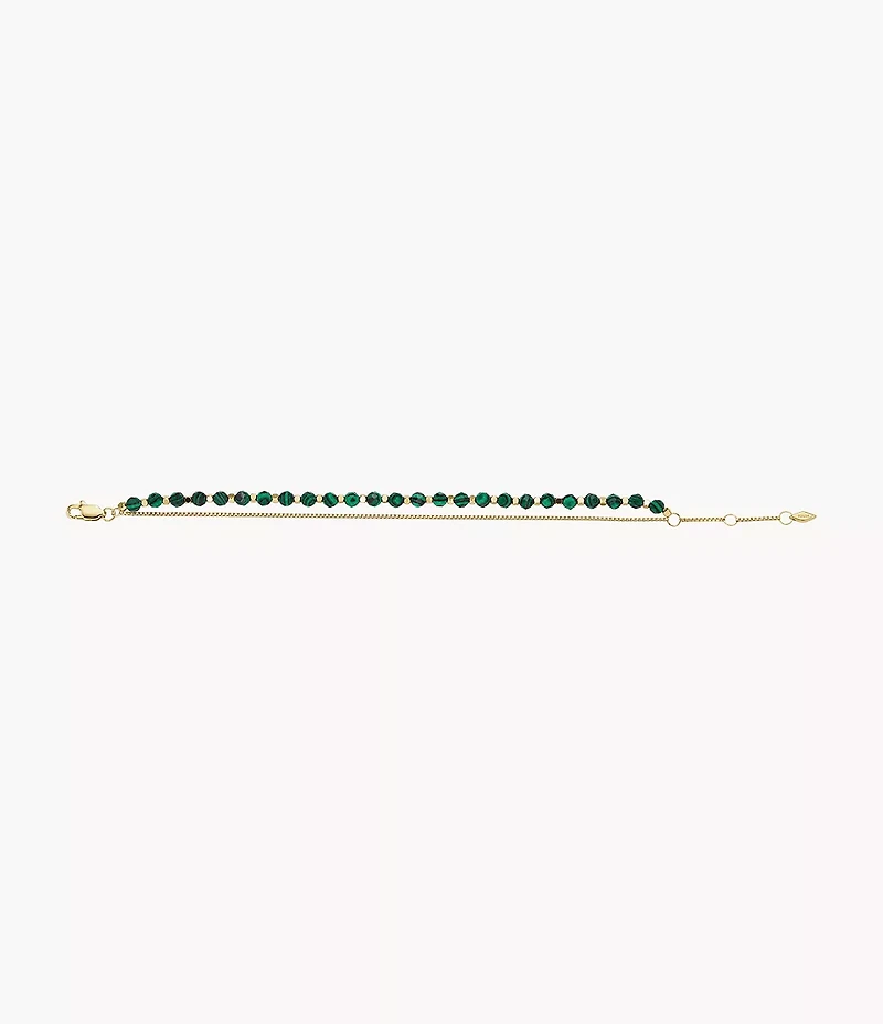 All Stacked Up Reconstituted Green Malachite Beaded Bracelet