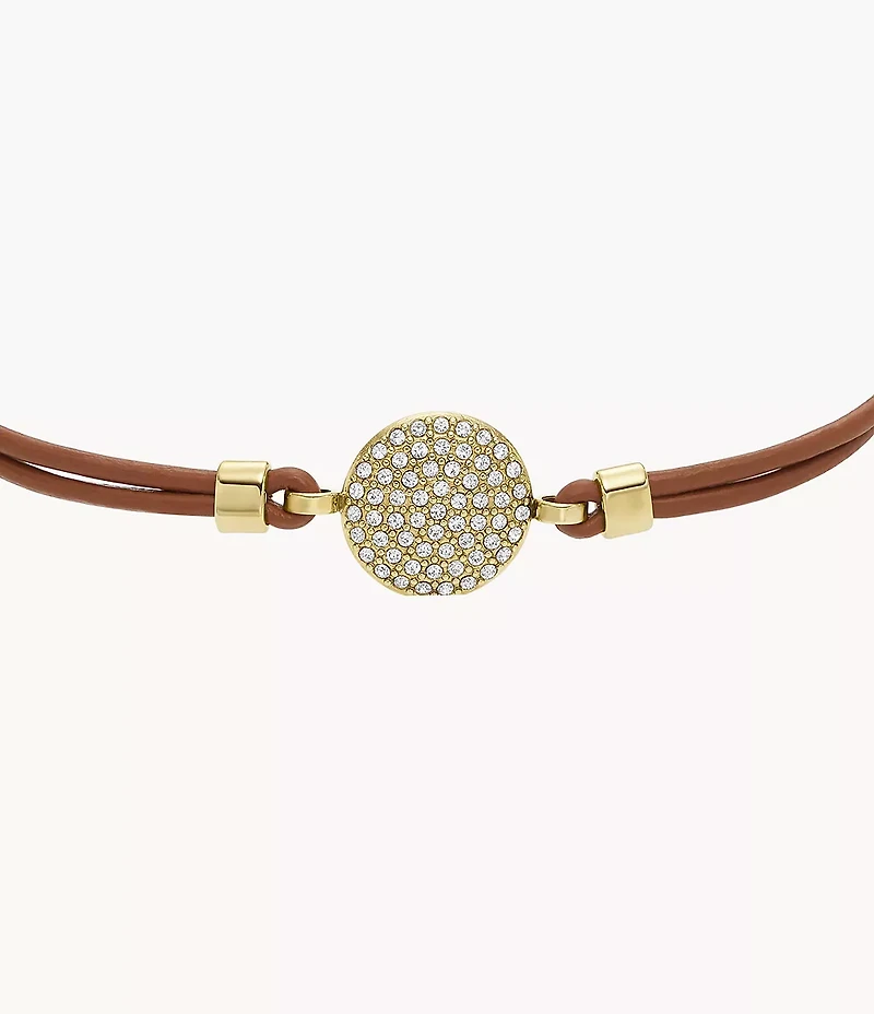 Ellis Glitz Disc Medium Brown Leather Components Bracelet