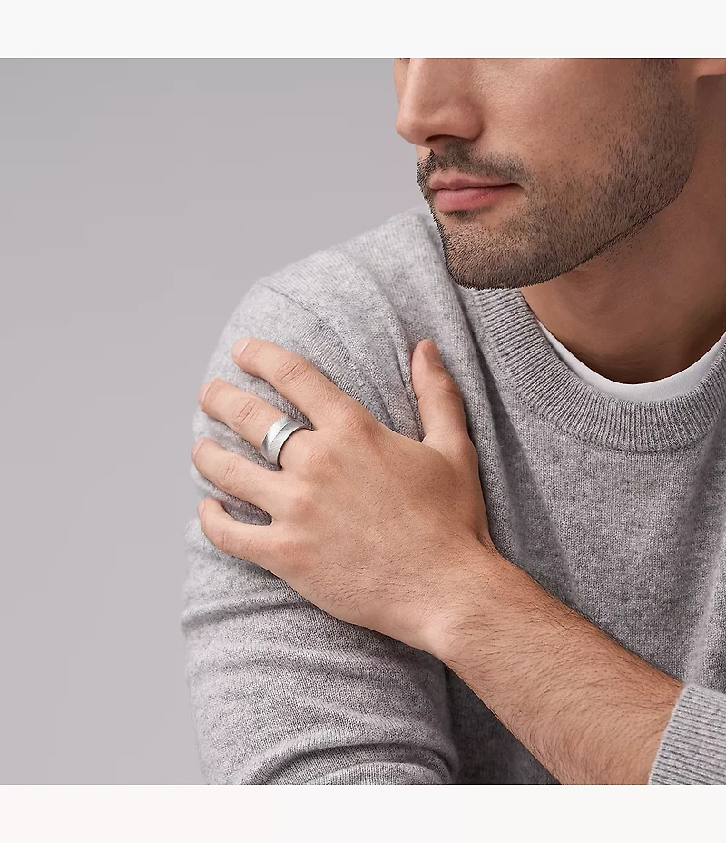 Harlow Linear Texture Stainless Steel Band Ring