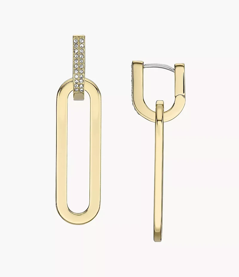 Heritage D-Link Glitz Gold-Tone Stainless Steel Drop Earrings