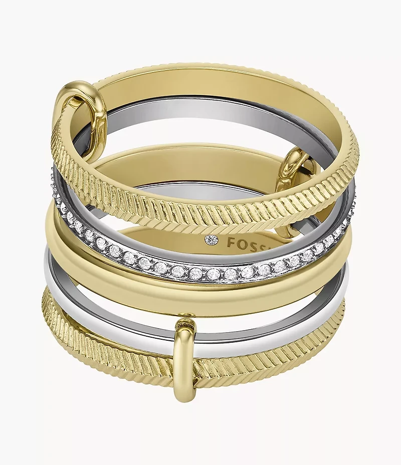 Harlow Linear Texture Two-Tone Stainless Steel Prestack Ring