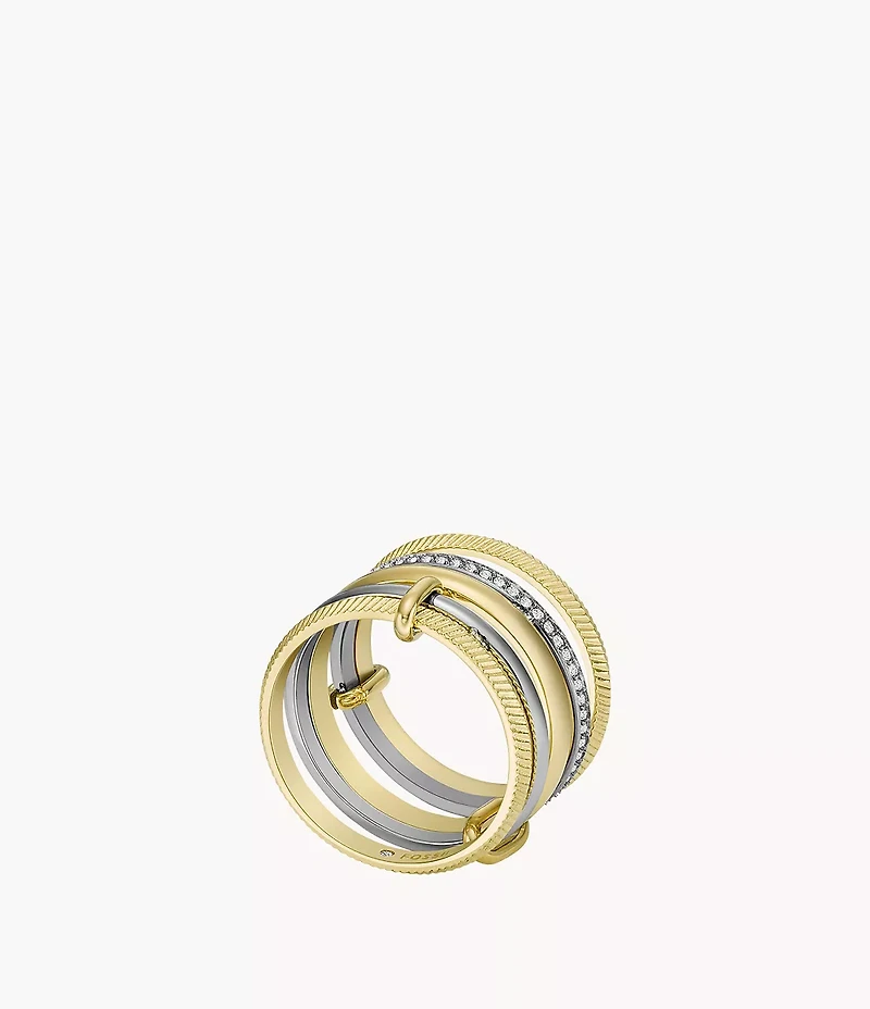 Harlow Linear Texture Two-Tone Stainless Steel Prestack Ring